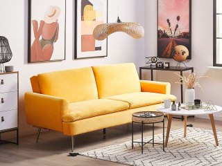Sofa rozkładana welurowa żółta VETTRE