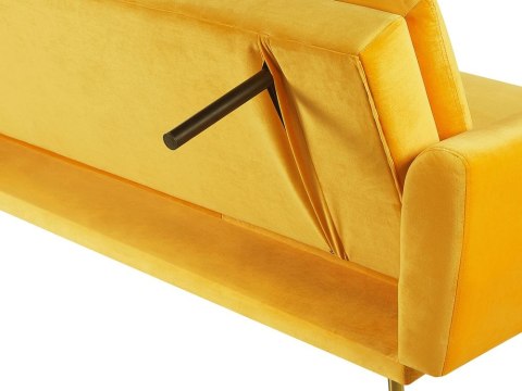 Sofa rozkładana welurowa żółta VETTRE