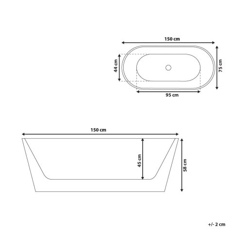 Wanna wolnostojąca 150 x 75 cm biała HAVANA