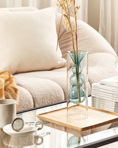 Wazon na kwiaty KALOCHI Szkło 27 cm Turkusowy