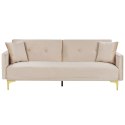 Sofa rozkładana welurowa beżowa LUCAN Lumarko!