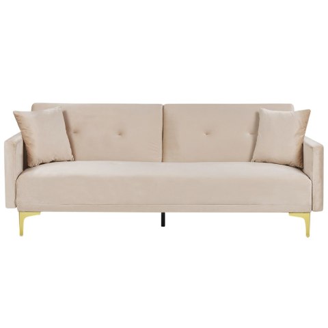 Sofa rozkładana welurowa beżowa LUCAN Lumarko!