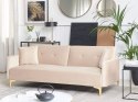 Sofa rozkładana welurowa beżowa LUCAN Lumarko!