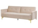 Sofa rozkładana welurowa beżowa LUCAN Lumarko!