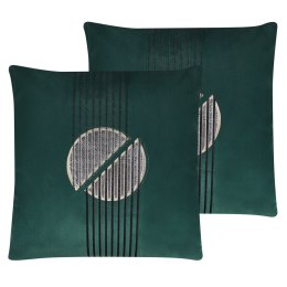 Zestaw 2 poduszek dekoracyjnych CEROPEGIA Welur 45 x 45 cm Szmaragdowy Wzór geometryczny Lumarko!