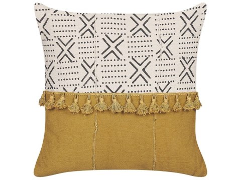 Zestaw 2 poduszek dekoracyjnych WOODI Bawełna 45 x 45 cm Żółty Biały Wzór geometryczny