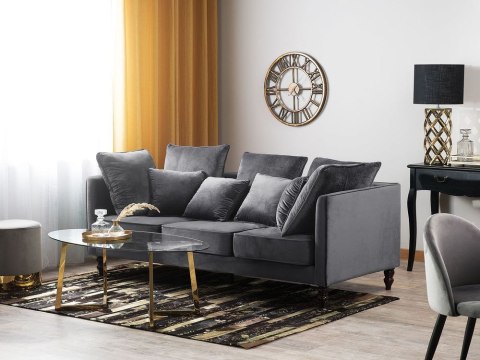 Sofa 3-osobowa welurowa szara FENSTAD