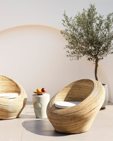 Zestaw 2 foteli ogrodowych MAIORI Rattan Naturalny