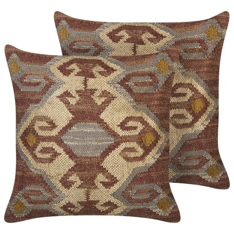 Zestaw 2 poduszek dekoracyjnych URPAD Juta 45 x 45 cm Kolorowy Wzór orientalny Lumarko!