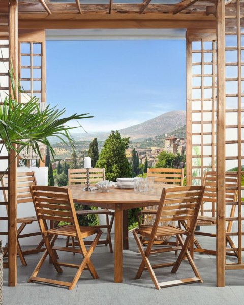 Zestaw 6 krzeseł ogrodowych TOLVE Drewno akacjowe Brązowy