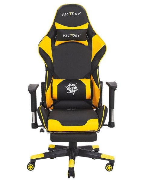 Krzesło biurowe regulowane ekoskóra czarno-żółte VICTORY