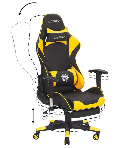 Krzesło biurowe regulowane ekoskóra czarno-żółte VICTORY