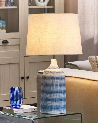 Lampa stołowa GEORGINA Ceramika Niebieski