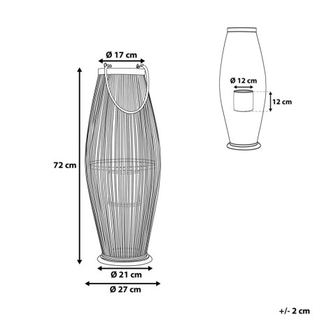 Lampion TAHITI Drewno 72 cm Czarny