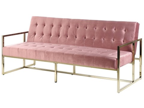 Sofa rozkładana welurowa różowa MARSTAL