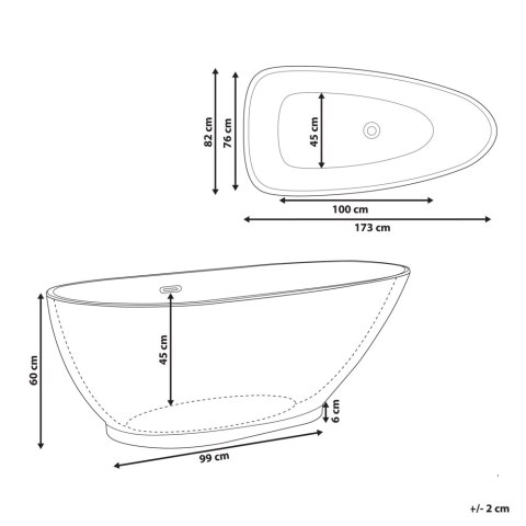 Wanna wolnostojąca 173 x 82 cm biała GUIANA