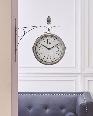 Zegar ścienny ROMONT 34 cm Metal Srebrny
