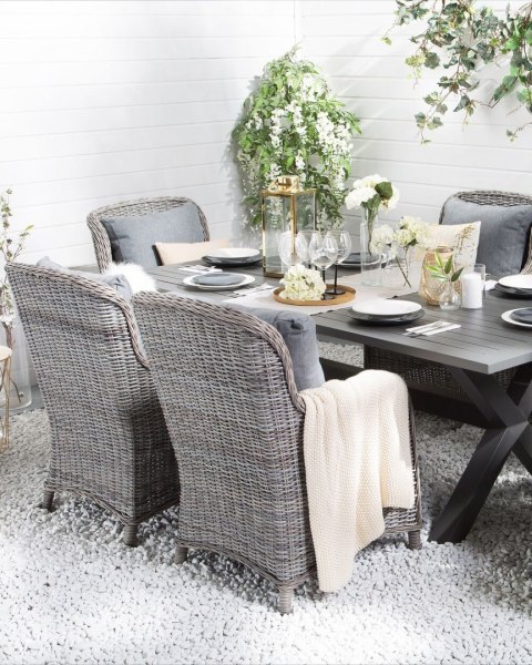 Zestaw 2 krzeseł ogrodowych z poduszkami CASCAIS Technorattan Szary