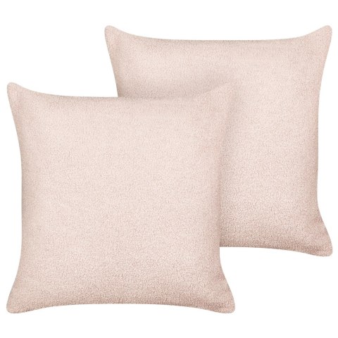 Zestaw 2 poduszek dekoracyjnych LEUZEA Boucle 45 x 45 cm Pastelowy róż Jednolity Lumarko!