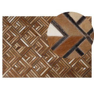 Dywan patchwork skórzany 140 x 200 cm brązowy TEKIR