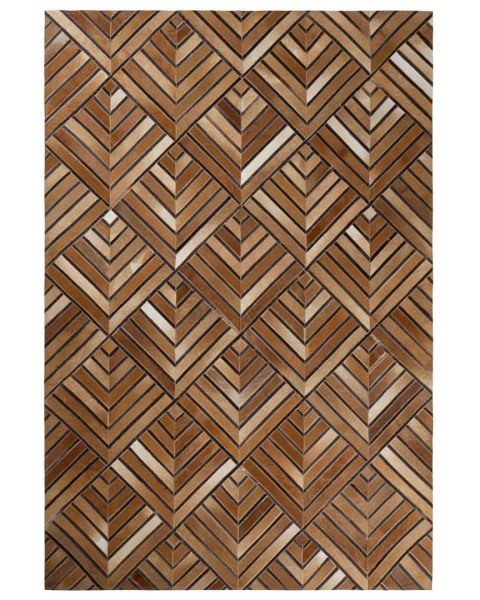 Dywan patchwork skórzany 140 x 200 cm brązowy TEKIR