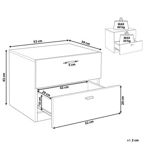 Szafka nocna 2 szuflady EDISON Biały