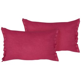 Zestaw 2 poduszek dekoracyjnych SASSAFRAS Len 30 x 45 cm Burgundowy Jednolity Lumarko!