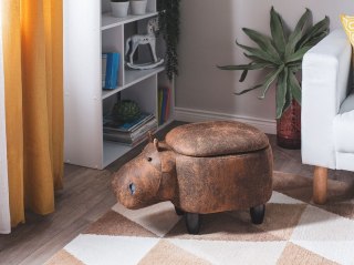 Pufa zwierzak ze schowkiem ekoskóra brązowa HIPPO
