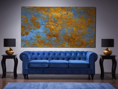 Sofa 3-osobowa welurowa niebieska CHESTERFIELD