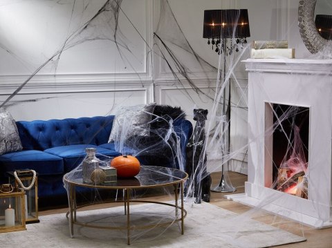 Sofa 3-osobowa welurowa niebieska CHESTERFIELD