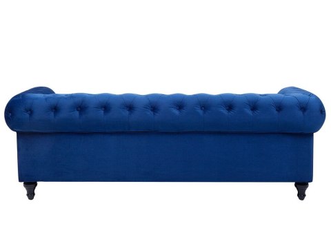 Sofa 3-osobowa welurowa niebieska CHESTERFIELD