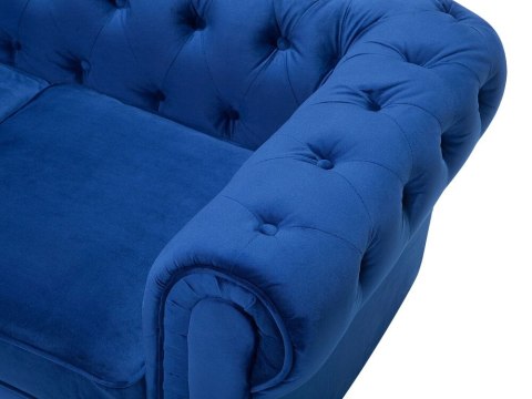 Sofa 3-osobowa welurowa niebieska CHESTERFIELD