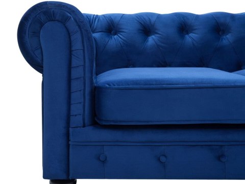 Sofa 3-osobowa welurowa niebieska CHESTERFIELD