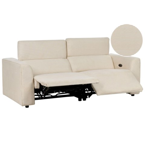 Sofa z elektryczną funkcją relaksu z ładowarką sztruksowa beżowa ULVEN Lumarko!