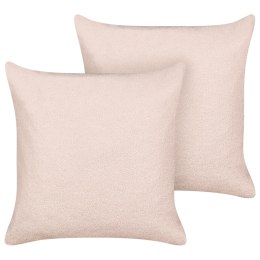 Zestaw 2 poduszek dekoracyjnych LEUZEA Boucle 60 x 60 cm Pastelowy róż Jednolity Lumarko!