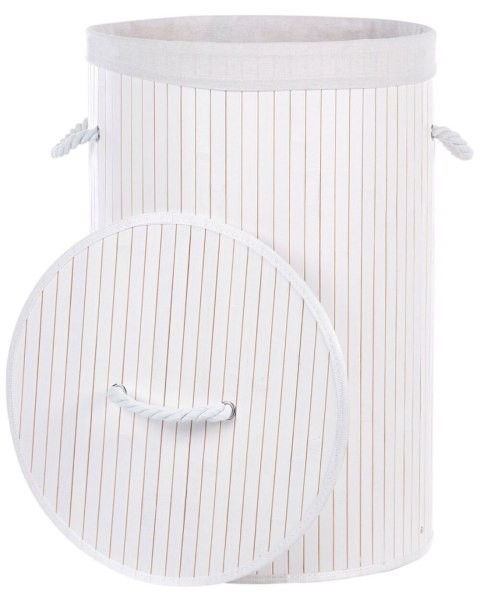 Kosz bambusowy z pokrywą biały SANNAR