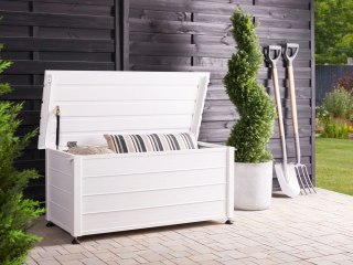 Skrzynia ogrodowa CAMPALTO Metal 113 cm 50 cm Biały
