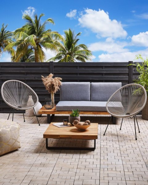 Zestaw 2 krzeseł ogrodowych ACAPULCO II Technorattan Jasnoszary