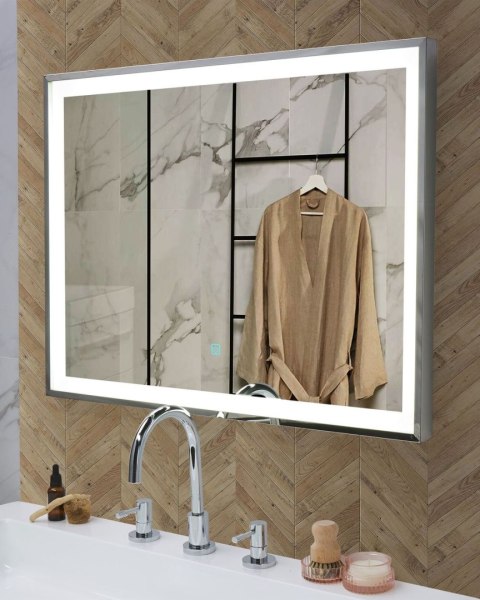 Lustro łazienkowe LED ARGENS 80 cm 60 cm Srebrny
