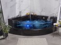 Wanna narożna LED z hydromasażem 190 x 135 cm czarna MARINA Lumarko!