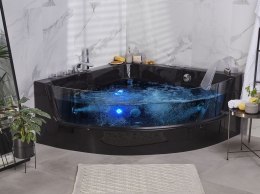 Wanna narożna LED z hydromasażem 190 x 135 cm czarna MARINA Lumarko!