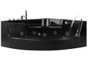 Wanna narożna LED z hydromasażem 190 x 135 cm czarna MARINA Lumarko!
