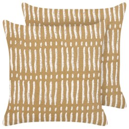 Zestaw 2 poduszek dekoracyjnych SALIX Bawełna 45 x 45 cm Piaskowy W paski Lumarko!