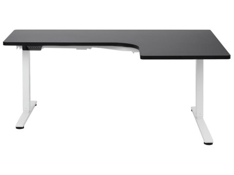 Biurko narożne prawe regulowane elektrycznie 160 x 59 cm biało-czarne DESTINES
