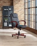 Fotel biurowy regulowany z funkcją masażu skórzany czarny DIAMOND