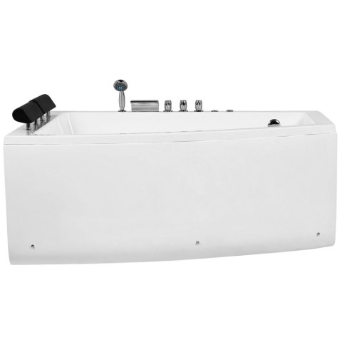 Wanna narożna prawa LED z hydromasażem 182 x 122 cm biała SERRANA Lumarko!