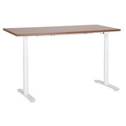 Biurko regulowane elektrycznie 160 x 72 cm ciemne drewno z białym DESTINAS Lumarko!