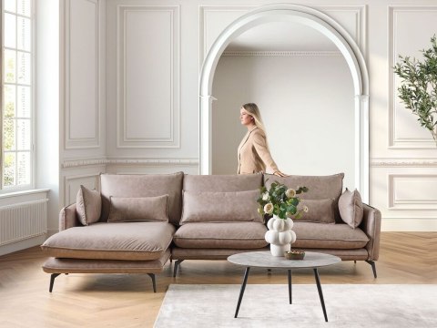 Narożnik eko zamsz prawostronny jasnobrązowy GALLO