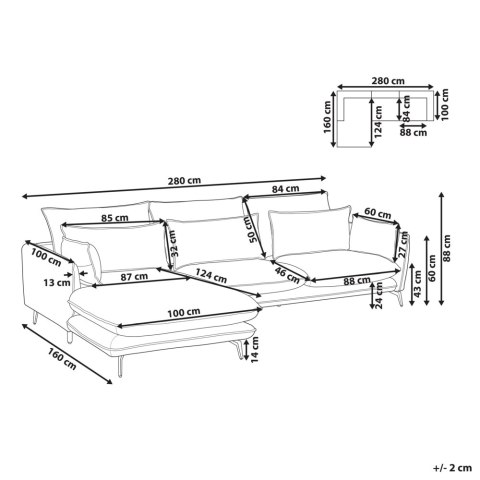 Narożnik eko zamsz prawostronny jasnobrązowy GALLO