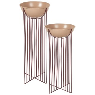 Zestaw 2 doniczek na nóżkach FICARIA Metal 22 cm Różowy